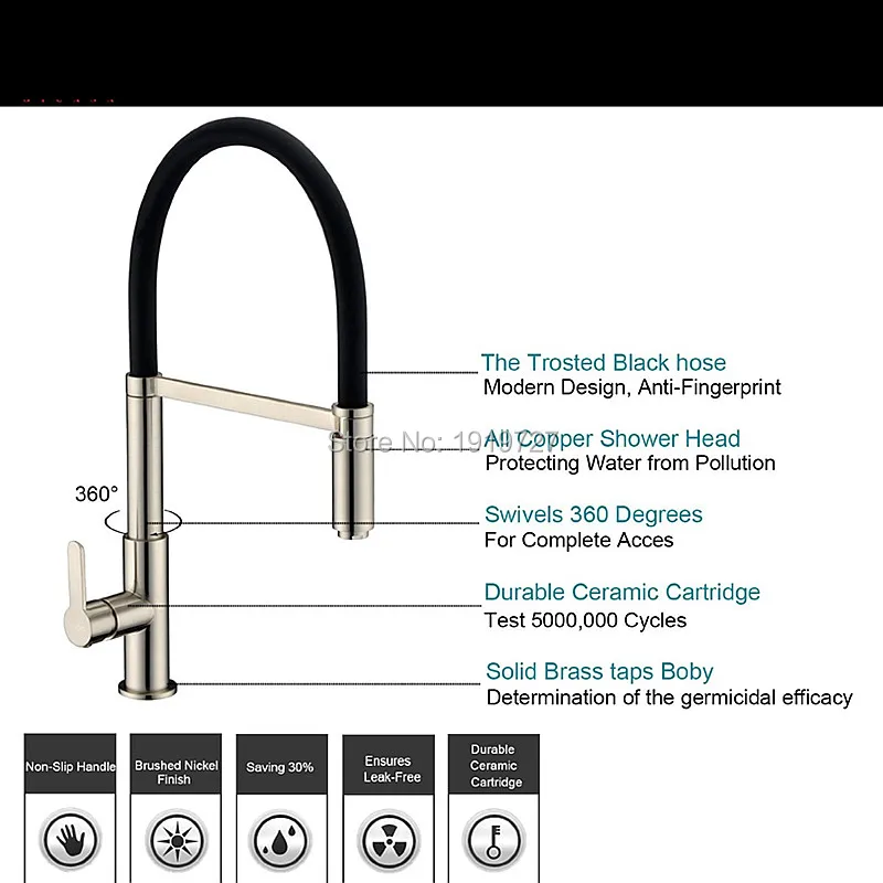 Imagem -06 - Torneira da Cozinha Pull Down Mixer Sink Tap Deck Montar Brusehd Níquel Quente e Fria Comercial Polido Chrome para Barra