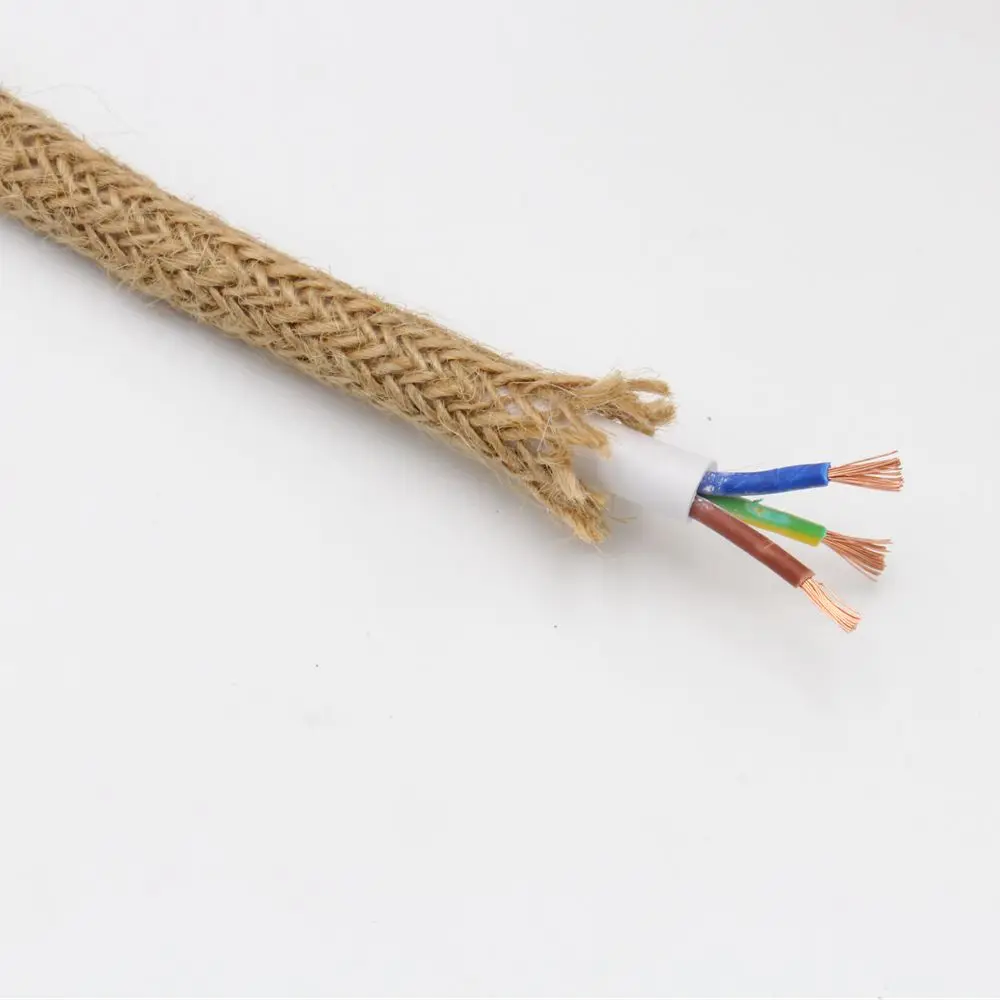 250V 2 Core 3 Core Vintage Hemp Rope Braided  Cord Flex Cable Electrical Wire For DIY Pendant Light