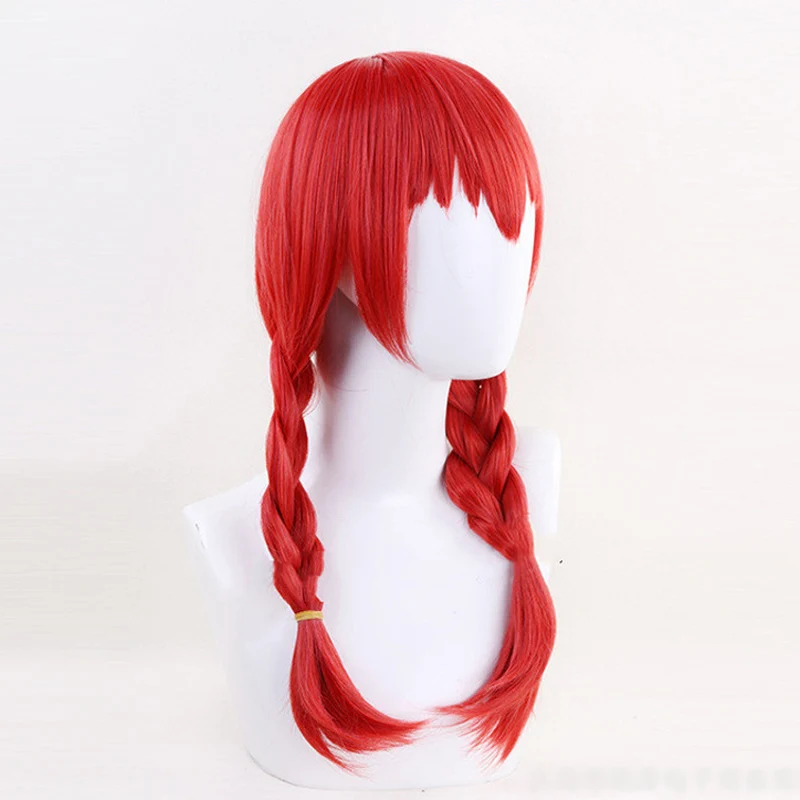 Japanese Anime Cosplay Wig Amano Miu Off Blend S Red Braids Anime Ladies Wig  +wig cap