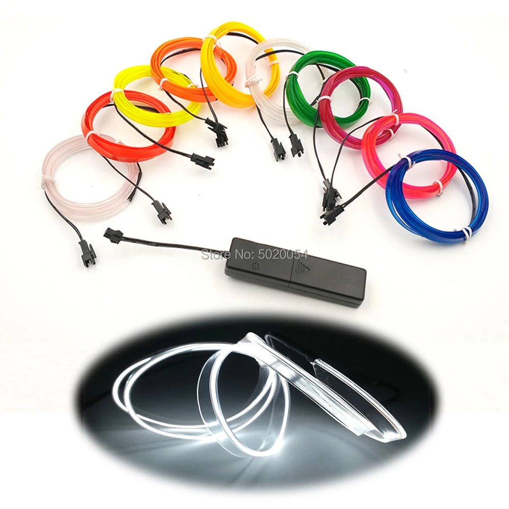 2.3mm-skirt Car Light Neon Led Lamp Waterproof EL Cold Line Flexible EL Wire Rope Cable With Sewing Edge