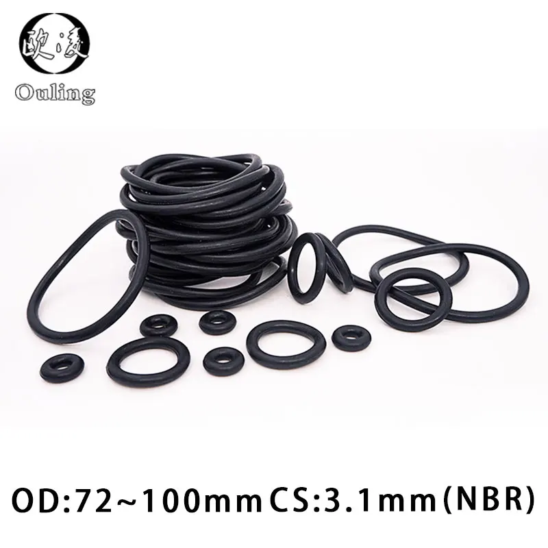 

10PCS/lot Rubber Ring Black NBR Sealing O-Ring 3.1mm Thickness OD72/75/80/85/90/95/100mm O Ring Seal Nitrile Gasket Rings Washer