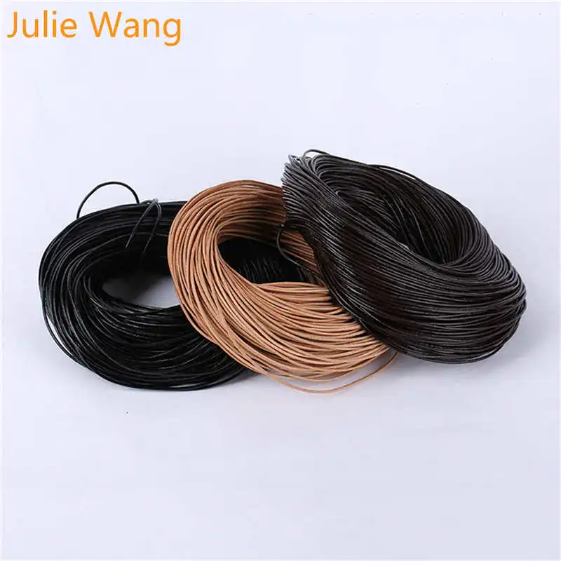 Julie Wang 1 Meter 1-5 mm Man-made Cowhide Leather Cords Necklace Pendant Chain Rope String Bracelet Jewelry Making Accessory