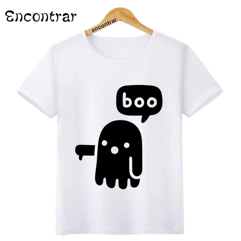 Kids Cool Ghost Halloween Design T Shirt Boys/Girls Casual Short Sleeve Tops Children's Funny White Anime T-Shirt,HKP3073