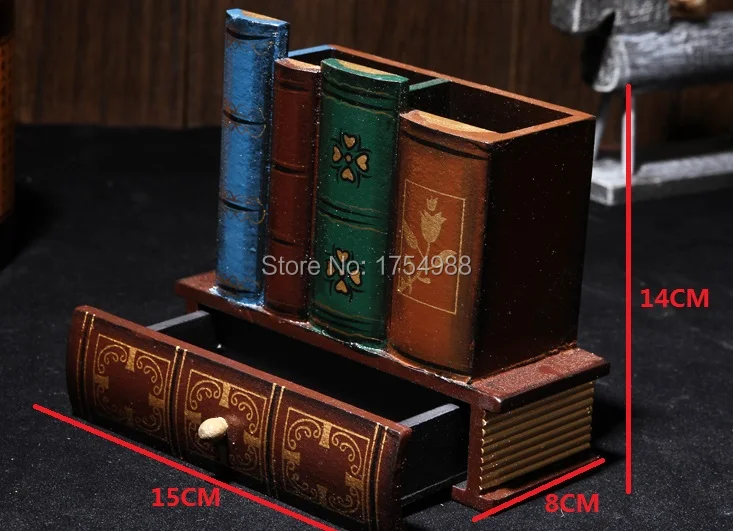 real life room escapge game props Storage Drawers with Pencil Pen Holder  Decorative Library Books Design Wooden Office Supply