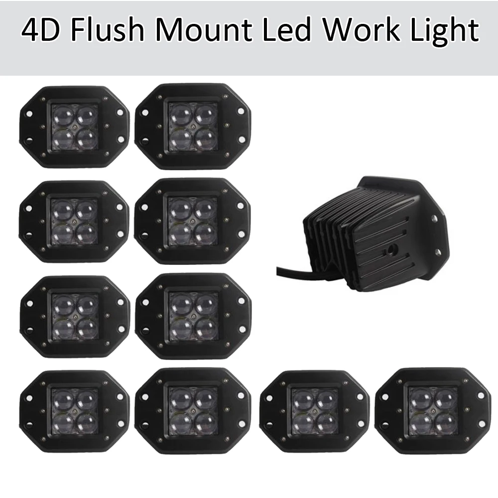 

10PCS 40W 4D LED Work Light Bar Fkush Mount Cube Pods Spot/Flood Beam Offroad Driving for SUV ATV 4x4 4WD Truck Motorcycle Boat