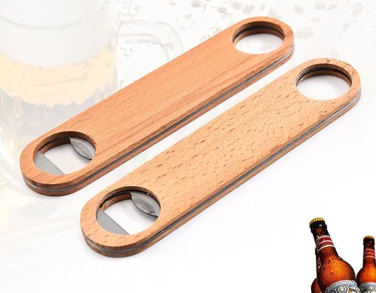 50pcs Wood Beer Bottle Opener Wall Hanging Party Supplies Bar Restaurant Home Bottle Shape Openers SN516