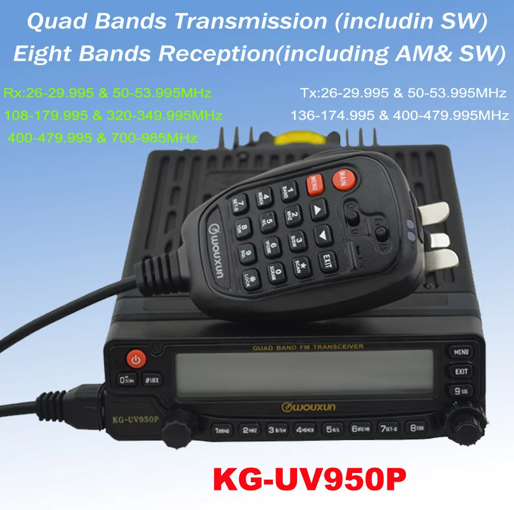 Wouxun Mobile CB Radio Transceiver KG-UV950P Qual band Transmission& Eight Bands Reception Max.50W car radio station