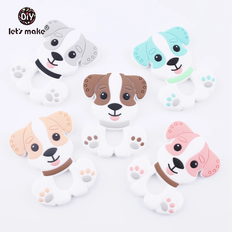 

Let's Make Pendant For Teething Necklace Baby Teether Lovely Dog Safe And Non-toxic 2pc Peachy DIY Accessories Silicone Teether