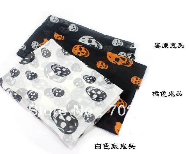 

women's skull design Scarf Sarongs Hijabs Bandanas wrap shawl poncho 170*60cm mixed color 10pcs/lot #3363