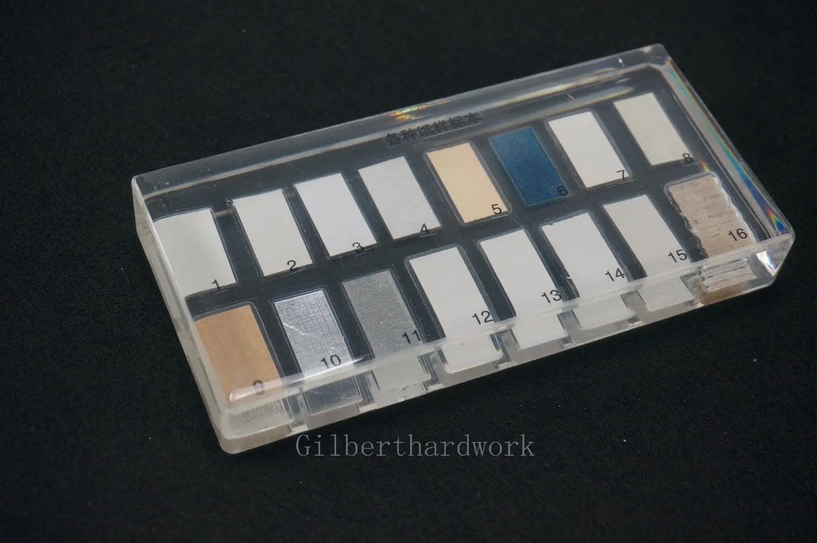 16 arten Von Mustern Proben In Klar Lucite Block Pädagogisches Instrument