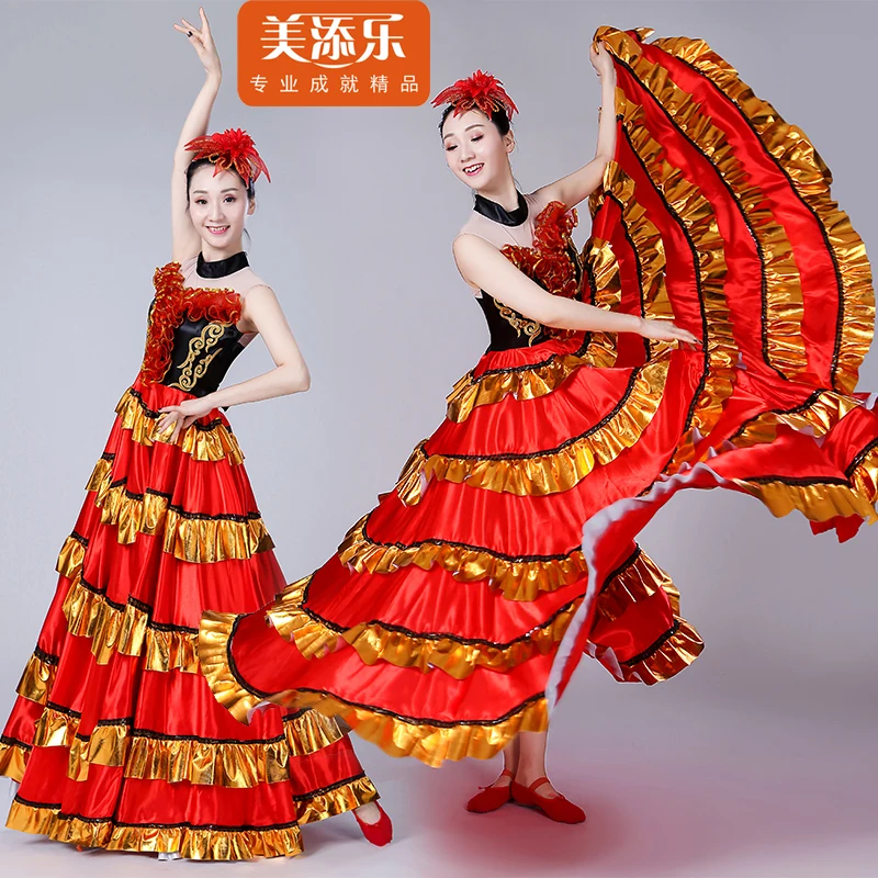 Spanish Flamenco Bullfighting Costume Adult Female Opening Dance Full-skirt Dress Spanish Stage Performance Dancing Suit H528