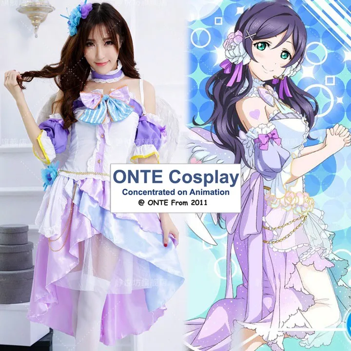 Liefde Leef Alle Leden Wit Dag Engelenvleugels Jurk Cosplay Kostuums Yazawa Nico /Sonoda Umi/ Minami Kotori Lolita maid Uniform