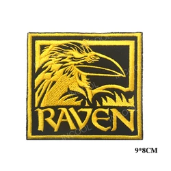 Embroidery Patch Cartoon Animal RAVEN Patch Hook&LOOP Appliques Embroidered Patches For Clothing Backpack