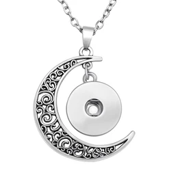 NEW Fashion DJ0119 trendy Moon snap Necklace 50cm fit 18MM charm snap buttons snap jewlery
