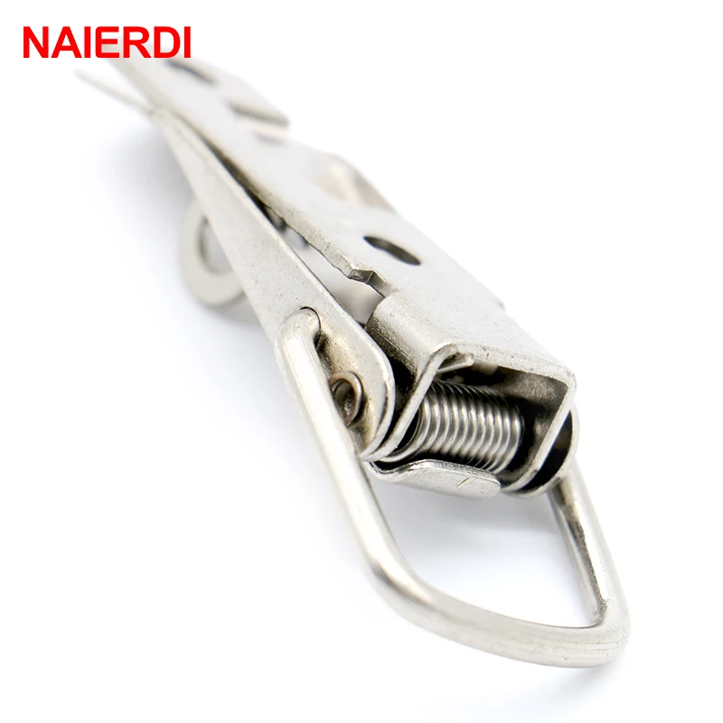 NAIERDI-J106 Cabinet Box Locks Spring Loaded Latch Catch Toggle 27*63 Iron Hasps For Sliding Door Window Furniture Hardware