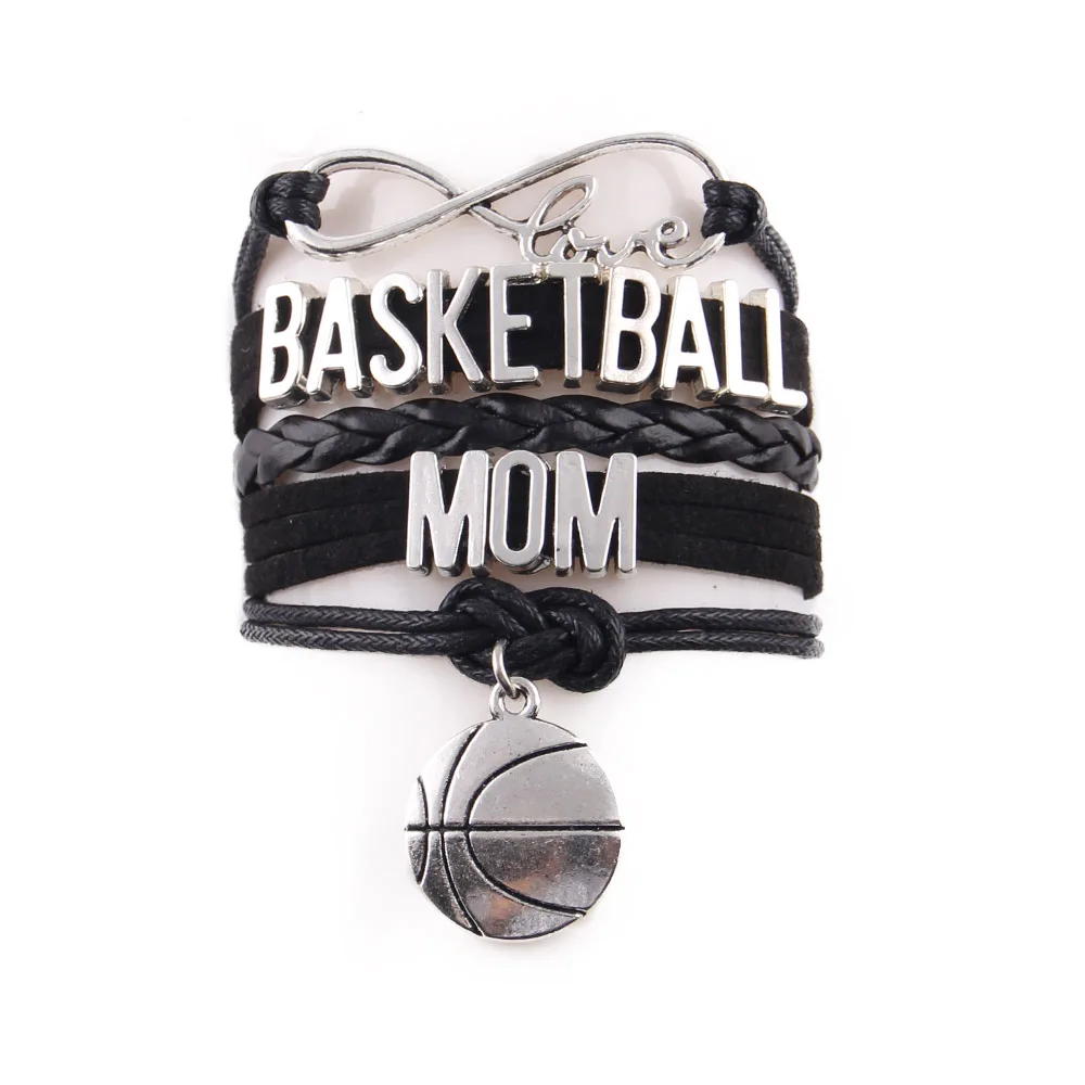Little Minglou Infinity love basketball mom bracelet basketball team charm leather wrap bracelets & bangles for women jewelry