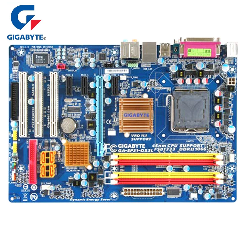 

Gigabyt GA-EP31-DS3L Original Motherboard LGA775 DDR2 Desktop Computer Mainboard 4GB EP31-DS3L P31 DS3L Boards PCI-E 16X Used