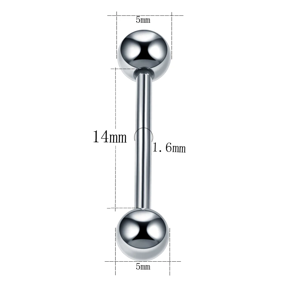 10PCS G23 Titanium Tongue Stud Barbell Ring Nipple Barbell Long Bar Ear Cartilage Industrial Barbell Earrings Piercing Jewelry