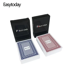 Easytoday-Cartes de poker en plastique, lot de 2 pièces, résistantes à l'eau, lisses, en PVC, pour club, Texas Hold'em