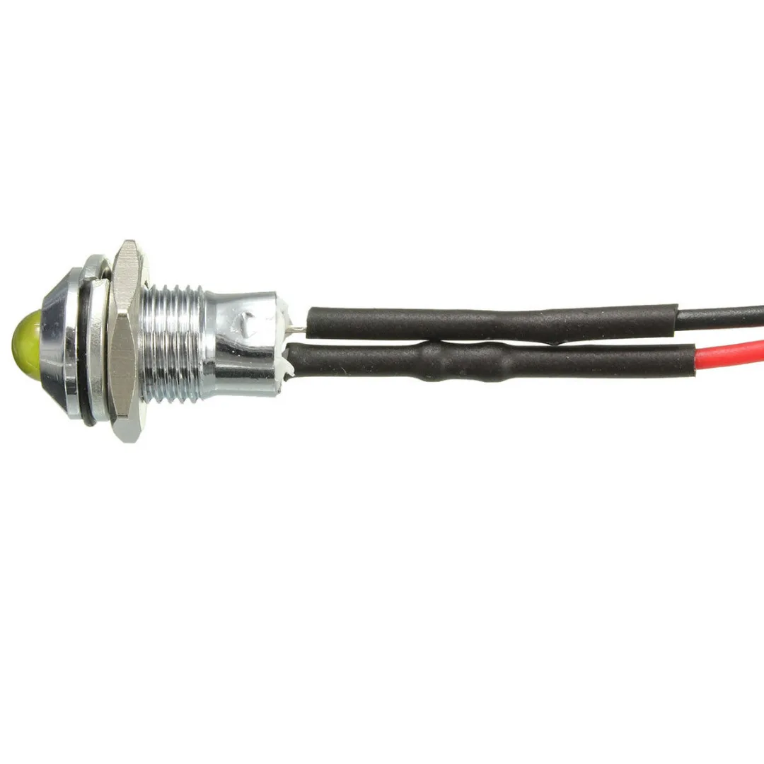 JX-LCLYL 1pc 12V 8mm Metal Waterproof Car Truck LED Indicator Pilot Dash Light Lamp