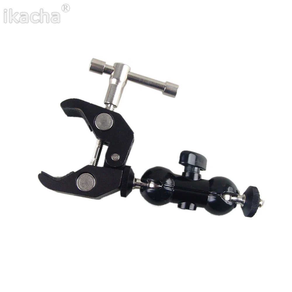 Tripé dslr para câmera, suporte com cabeça redonda, super braçadeira para câmera lcd, monitor led, canon 5diii e nikon d3200