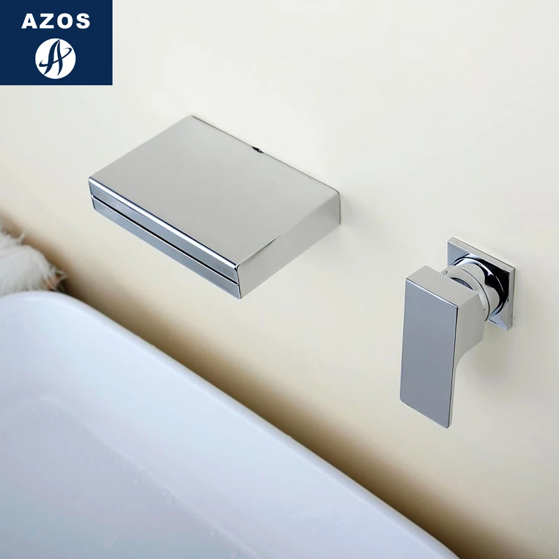 Azos In-wall Faucet Split Waterfall Brass Chrome Cold and Hot Switch  Shower Room Basin Bathroom Cabinet Single Handle Double Ho