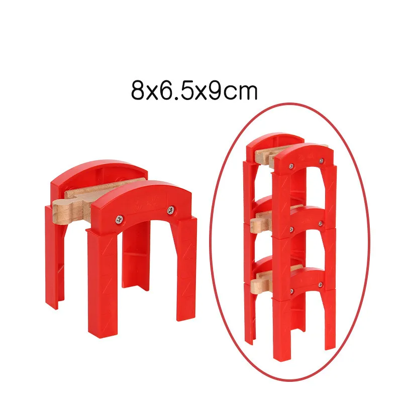 

EDWONE 4PCS Red Stacked Piles Birdge Piers Wood Track Train Slot Railway Accessories Original Toy Kids Gifts Fit Tracks