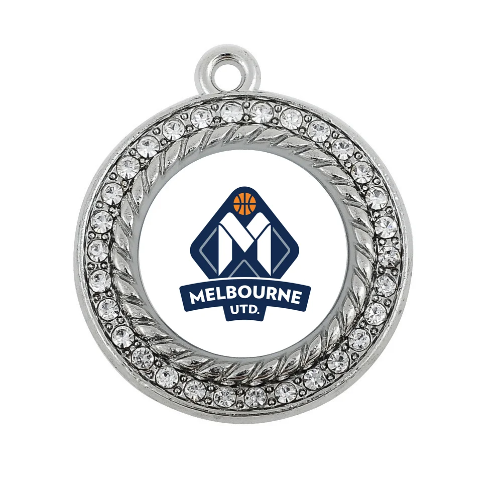 

Australia AUS Melbourne United basketball CHARM ANTIQUE SILVER PLATED CRYSTAL JEWELRY