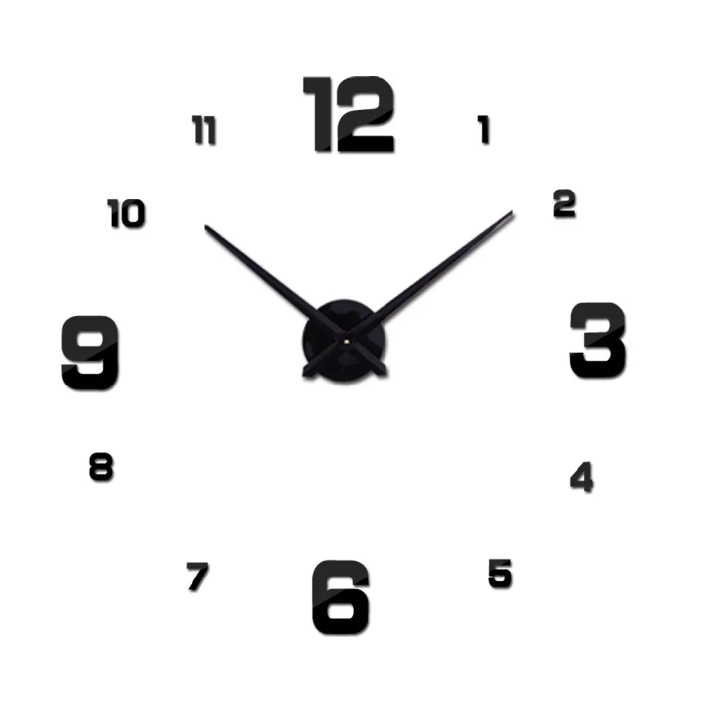 HOT 3d diy Acrylic miroir wall  clock 3d stickers watch clocks Quartz Modern reloj de pared home decoration new