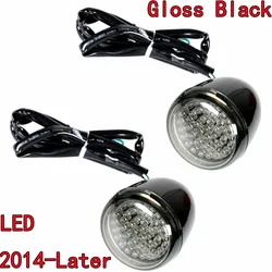 Gloss Black Deuce/Bullet Front LED Turn Signal&Smoked Lens For Harley Street Glide FLHX 2014-2022 Models