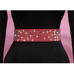 New Latin Dance Accessories 2 Colors Crystals Red/Black Waist Belt Chain Decorated Ballroom Latin Hip Scarf For Women BL1847