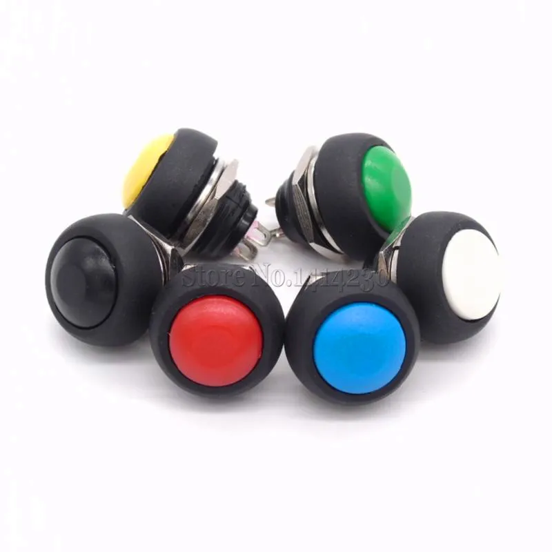 6Pcs Horn switch PBS-33B 2Pin Mini Switch 12mm 12V 1A Waterproof momentary Push button Switch since the reset Non-locking