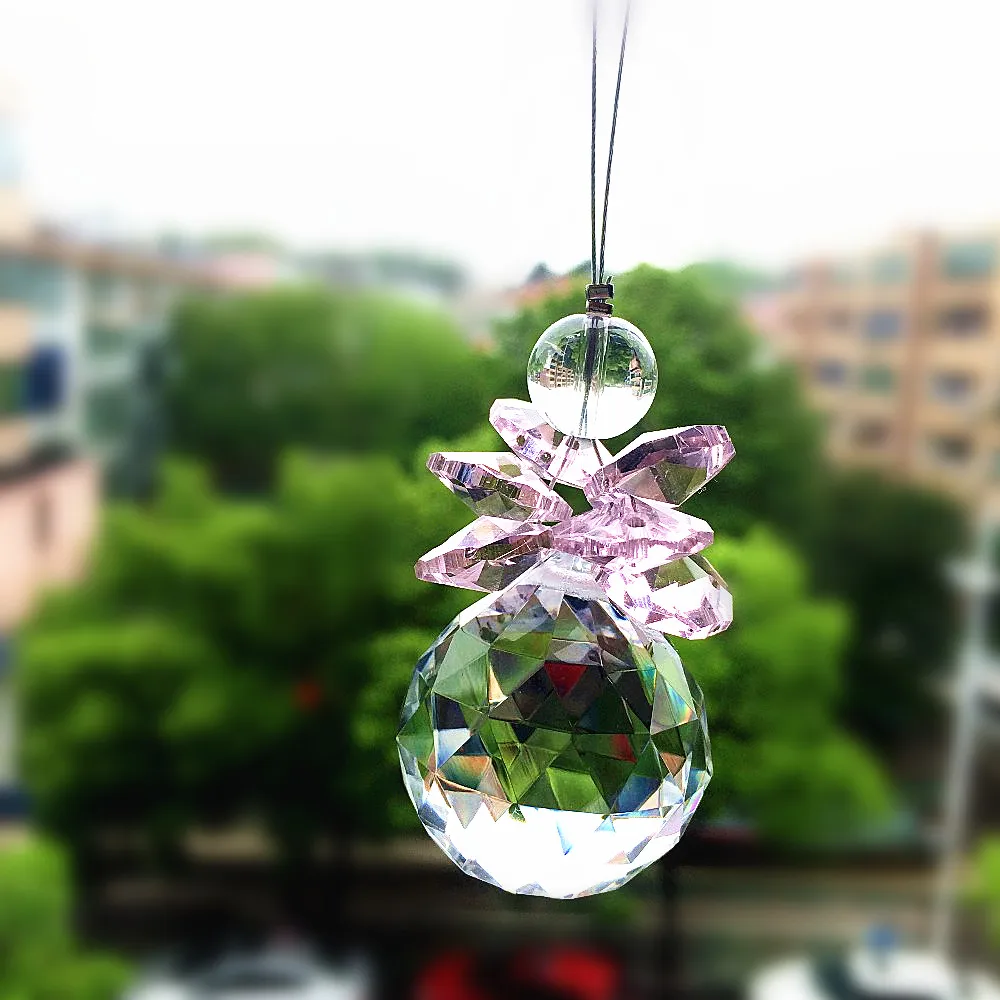 7pcs/lot Beautiful Glass Beads With Crystal Faceted Ball Pendant For Wedding Party Decoration/ Diy Suncatcher Hanging Ornaments