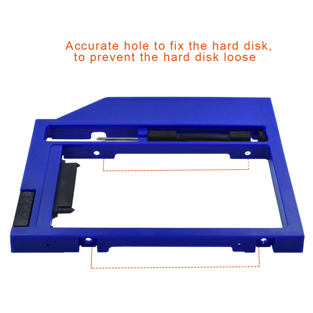 TISHRIC Blue Plastic Optibay 2nd HDD Caddy Box 9.5mm SATA 3.0 for 9/9.5mm 2.5" SSD Adapter CD DVD HDD Case Enclosure For Laptop
