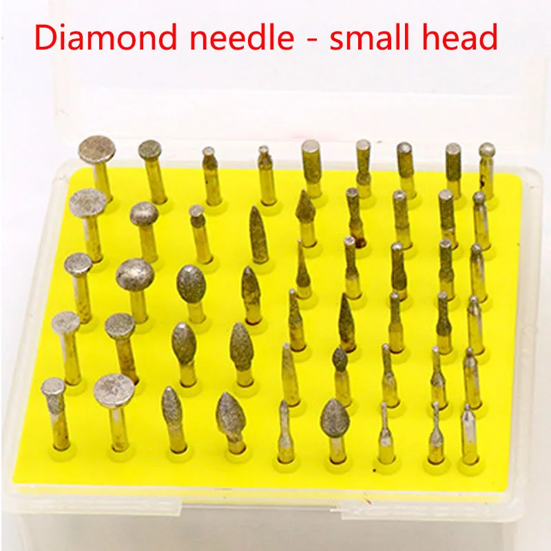 50Pcs Diamond grinding Needle Point Burr Bits Drill Head Accessories Tip Alloy Cylindrical Ball