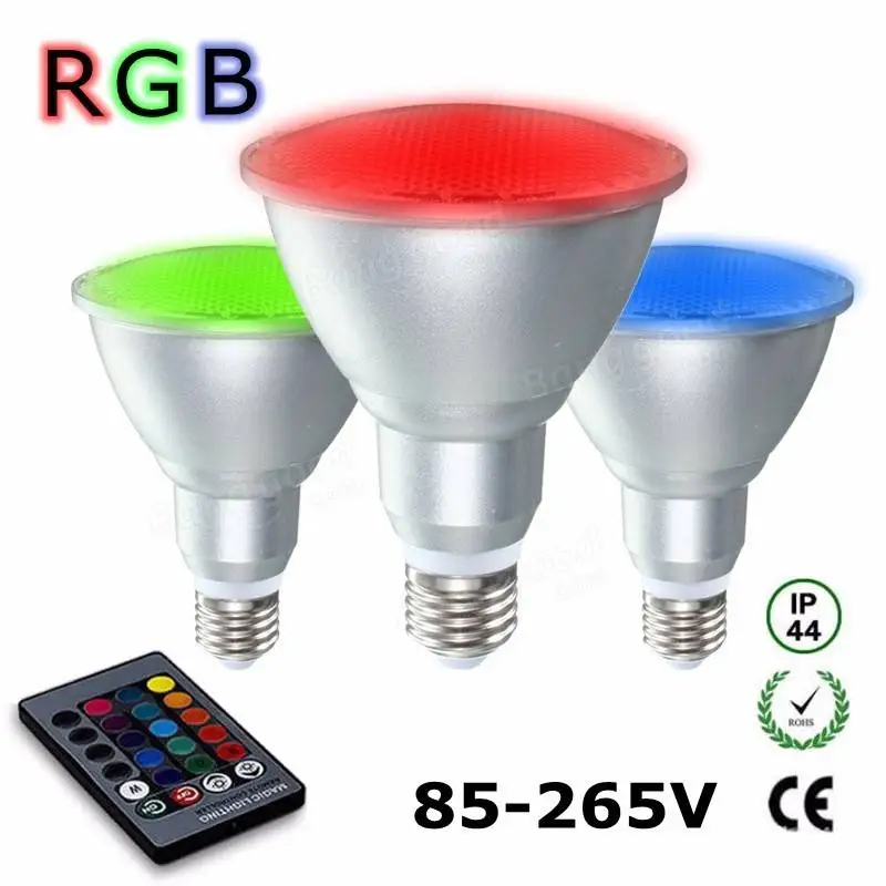 

LED Par38 RGB spot light 20W dimmable AC85-265V Aluminum waterproof light bulb remote Control RGB lighting Free Shipping Rated