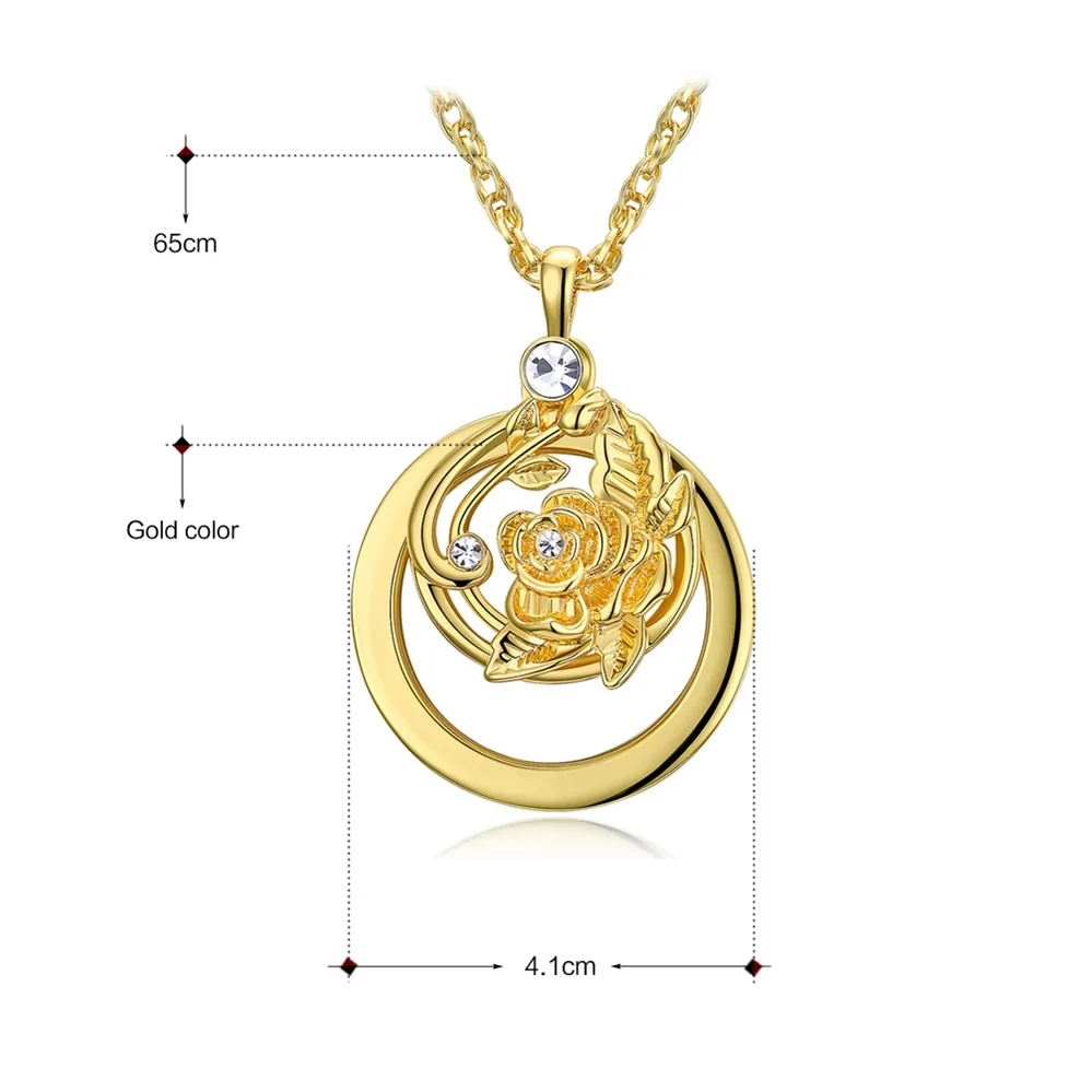 DreamCarnival1989 Women Trendy Crystal Flower Pendant Long Chain Necklace Parents Mother Rhodium Gold Color Collier Bijoux P-012