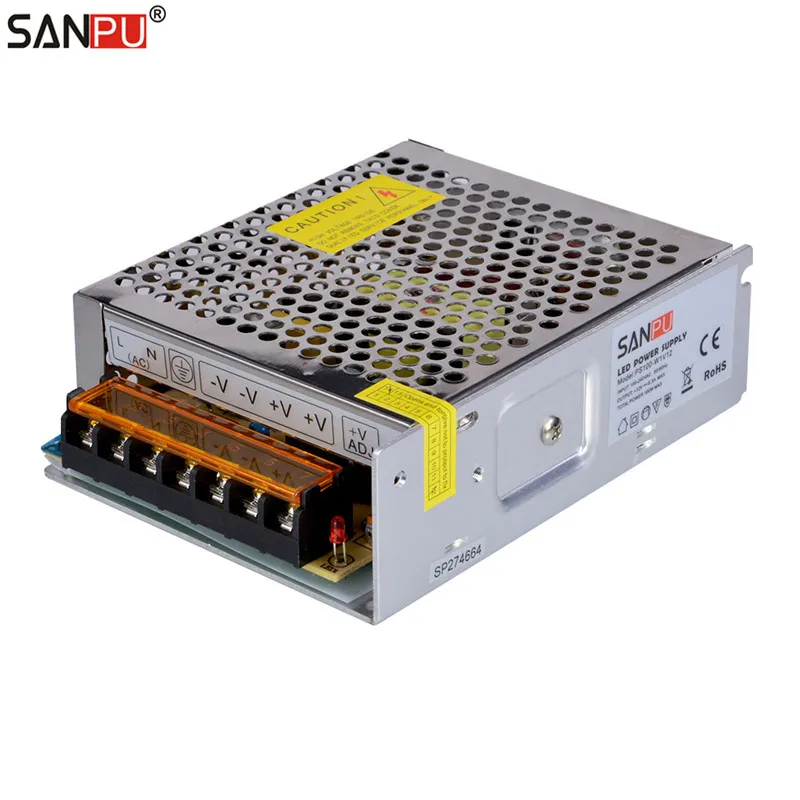 SANPU SMPS 12VDC 100W LED Driver 8A Constant Voltage Switching Power Supply 220V 110V AC DC Lighting Transformer for LEDs Light