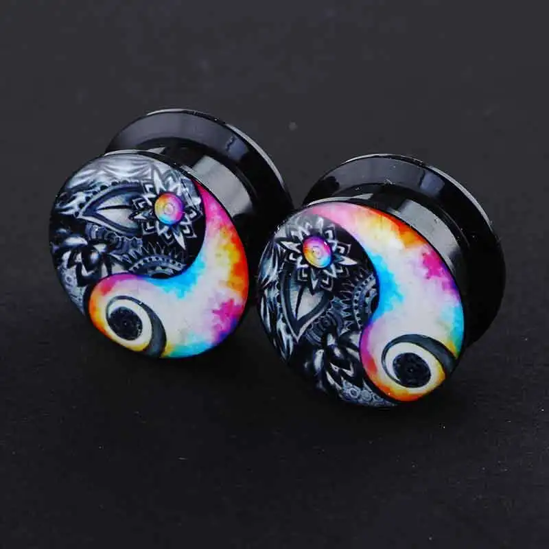 TIANCIFBYJS 2pcs Acrylic Ear Gauge Plugs Body Piercing Screw Plugs and Tunnels For Ears 00 Gauge Stretchers 0g Earrings Tunnels