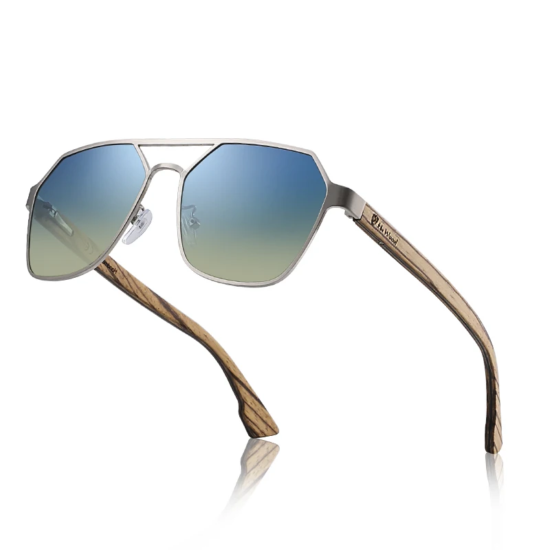 Hu Wood Sunglasses Men Polarized Red Lens Handmade Fashion Brand Cool UV400 High Quality Driving with Case Oculos GR8039