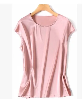 

Plus - size women's T-shirt 2022 Cool and breathable 100% mulberry silk heavy silk elastic satin T-shirt silk