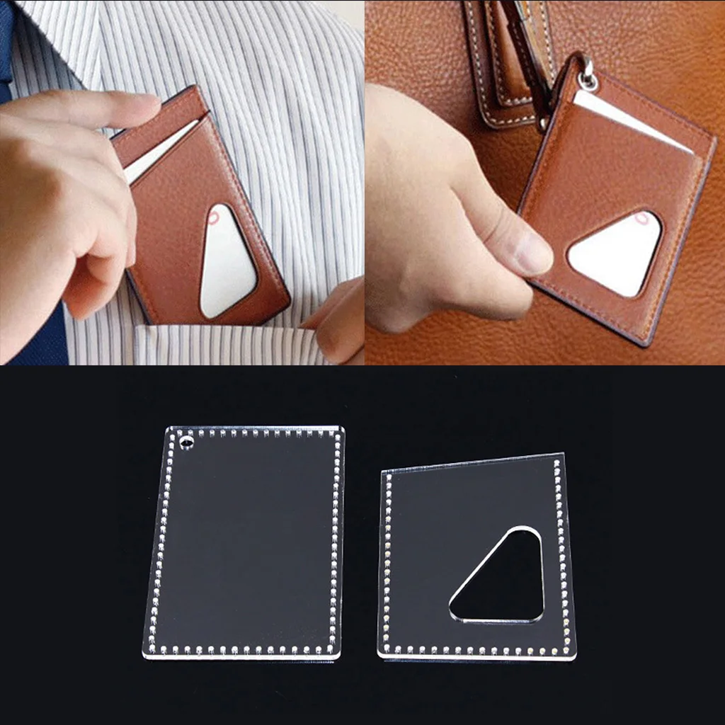 2 Pieces Leather Craft Card Holder Card Protector Pattern Transparent Acrylic Template Stencils