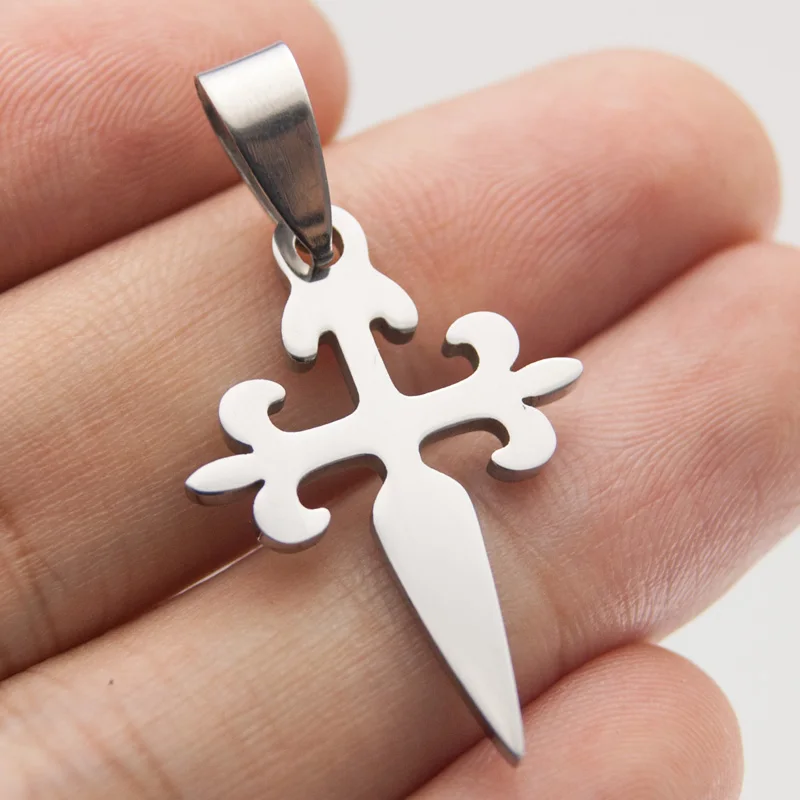 Цельный мини-подвеска в виде креста Святого Джеймса Круза де Сантьяго Крест Святого Джеймса Медаль из нержавеющей стали подарок