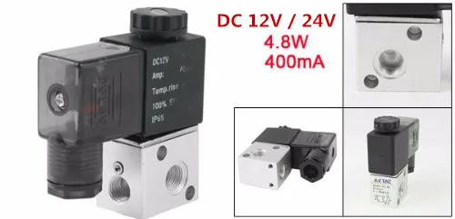 

1 PC 3v1-06 DC 12V 24V 400mA 4.8W 1/8"PT 2 Position 3 Way Port Direct Drive Type Electric Solenoid Valve for Pneumatic Air Water