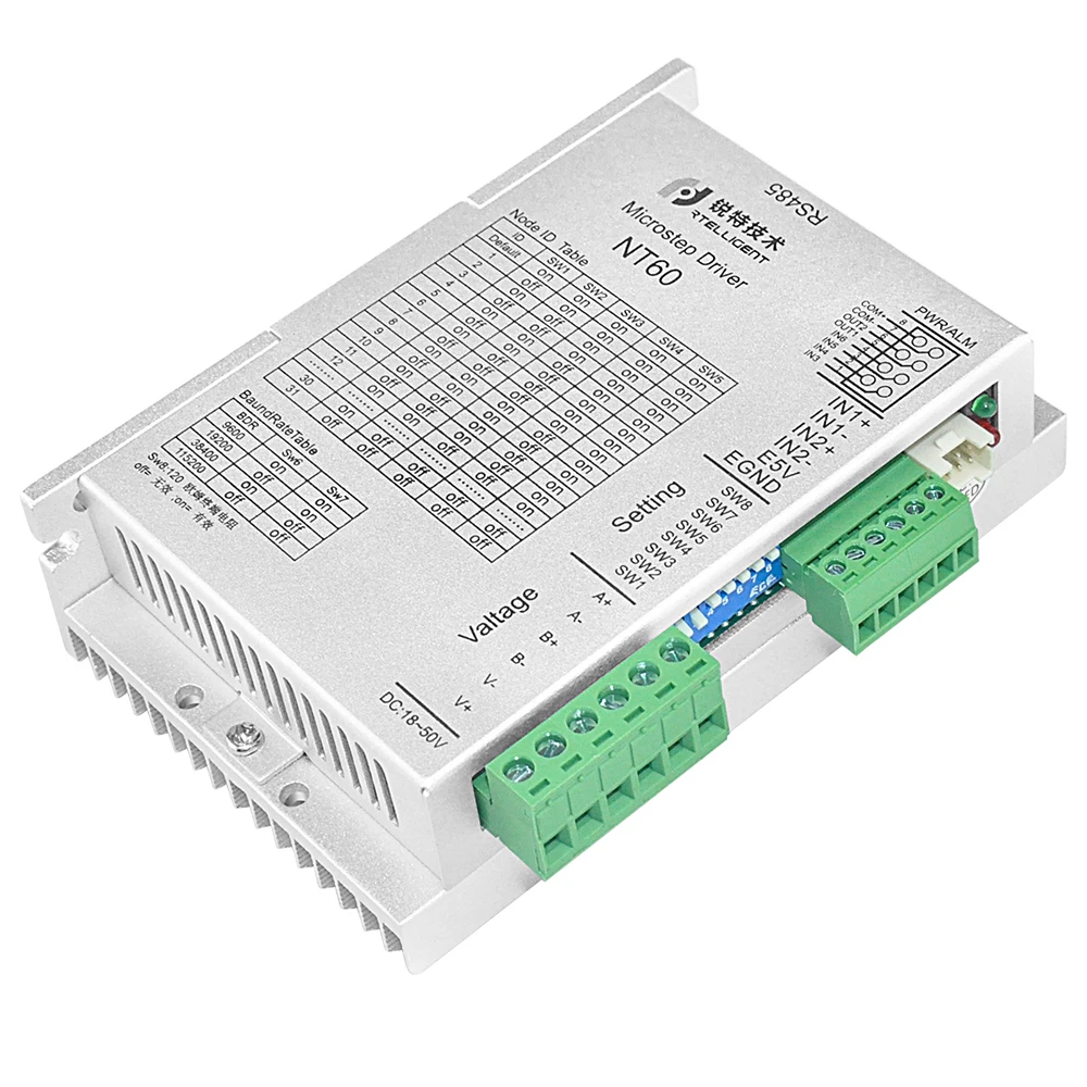 Rtelligent 2 3 phase Nema 23 24 NT60 RS485 Stepper Motor Driver via RS485 Network Modbus RTU for Open Loop and Closed Loop Motor