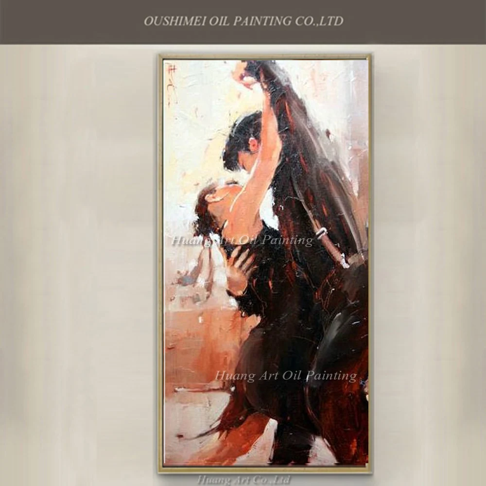 Hand Painted Oil Painting Knife Dancer Painting Modern Tango Figure Wall Painting Impression Picture On Canvas Art