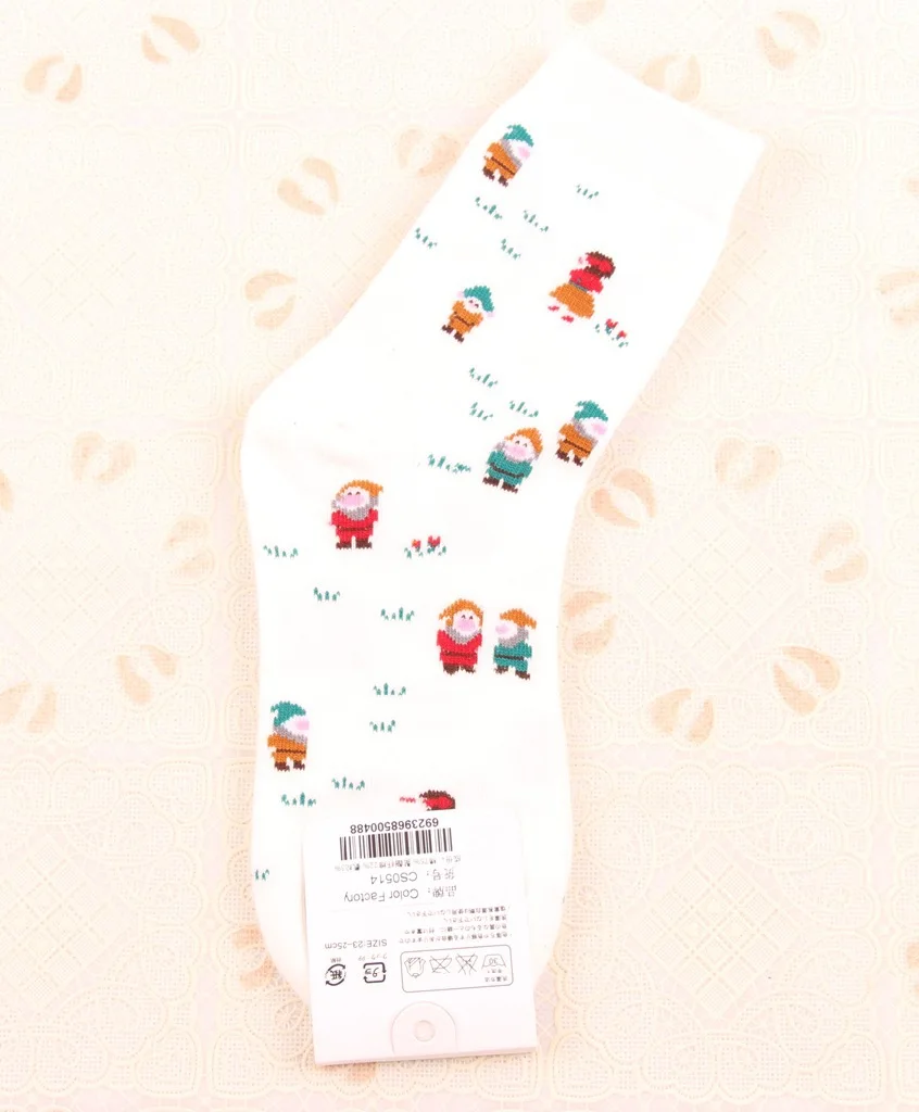 Snow White and the Dwarfs Cartoon Cotton Women Socks Retro farmhouse style printing painting art socks princess ladies socks