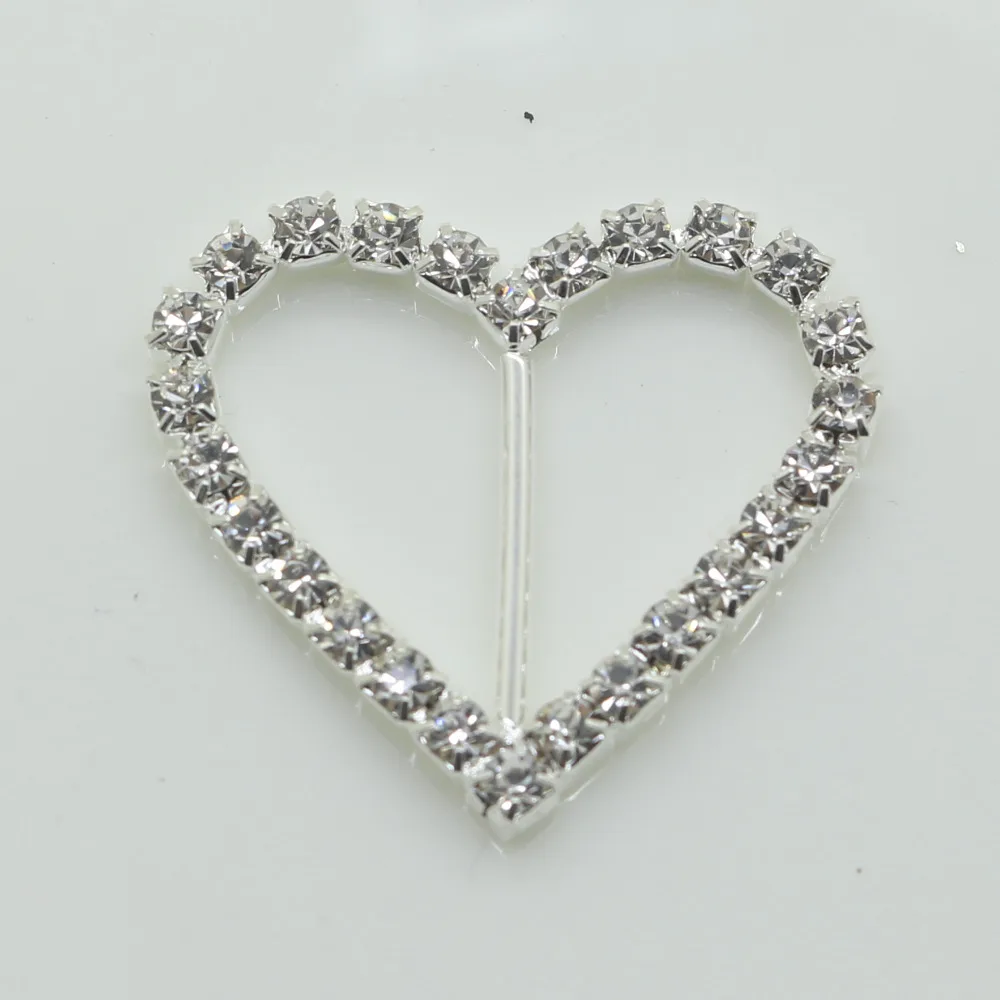 Shiny Heart rhinestone buckles wedding decoration diamond heart-shaped buckle Invited to the Wedding Ribbon slider Belts buckle