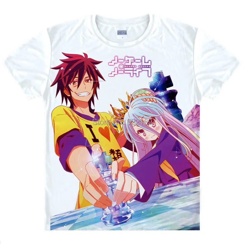 Japanese No Game No Life NGNL anime  t-shirt anime Sora Shiro cotton shirt Cosplay christmas halloween Costumes clothing