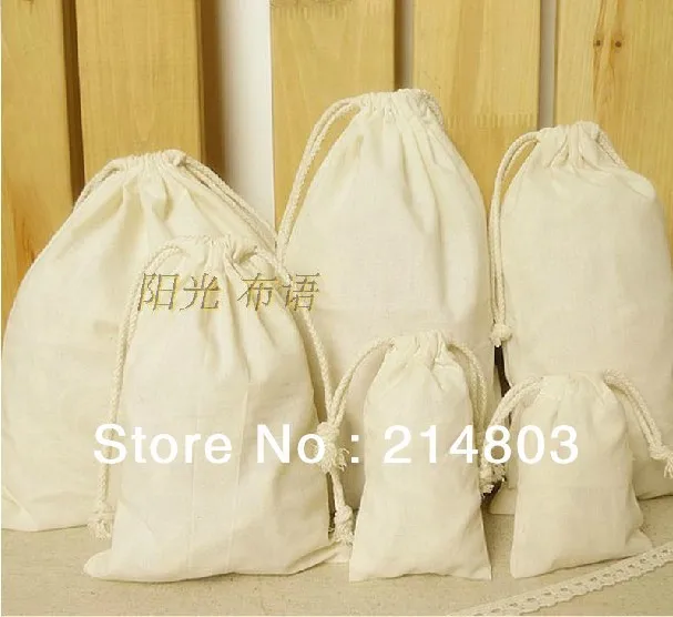 

(300pcs/lot) size 17x24cm 100% natural eco friendly organic cotton drawstring bag logo custom